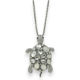 Silver fantasy necklace with a sparkling stone turtle