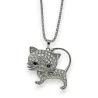 Fancy Cat Strass Silver Necklace