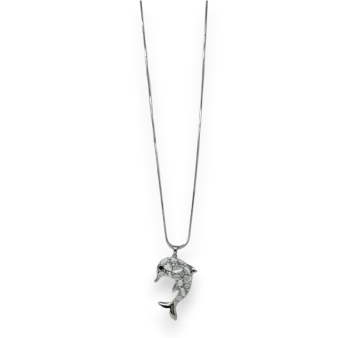 Fancy dolphin necklace with grey stone