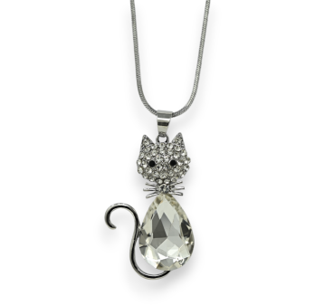 Fancy Cat Necklace with Sparkling Stone