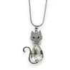 Collier fantaisie chat pierre brillante