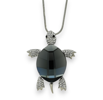 Fantasie-Halskette aus Silber mit grauer Schildkröte und Spiegel