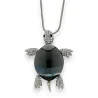 Collana Fantasia Tartaruga Pietra Specchio Grigia e Strass Bianchi