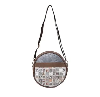 Round Shoulder Bag with a Dove Theme