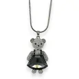 Fancy silver teddy bear girl necklace with rhinestones