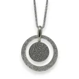 Silver plated fancy necklace with a long round rhinestone medallion