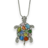 Silver multicolored turtle fantasy necklace