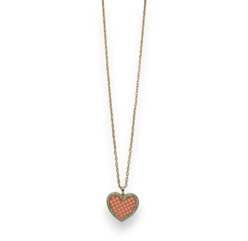 Gold-plated fancy double heart salmon necklace