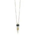 Fancy golden cat necklace with grey and beige stones