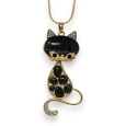 Collar de fantasía dorado con piedras negras de gato