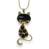 Fantasie-Halskette aus Gold mit schwarzen Steinen Katze