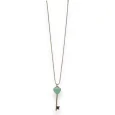 Collier long doré clé du bonheur vert d'eau