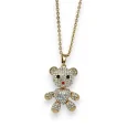 Collier fantaisie long doré petit ourson articulé strass