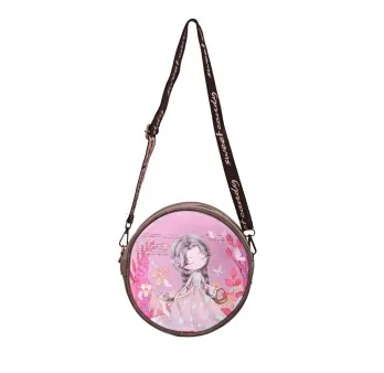 Round sweet candy shoulder bag in the flower fields