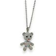 Fancy teddy bear strass white necklace