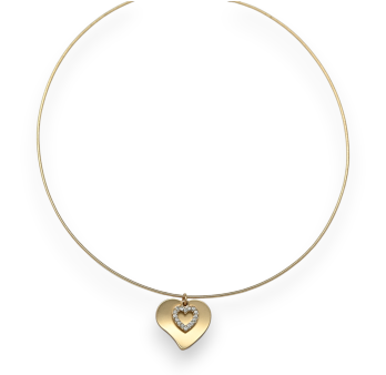 Fantasie-Halskette mit doppeltem Herz aus goldfarbenem Metall