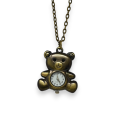 Vintage metal teddy bear clock pendant