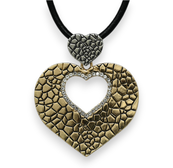 Fancy Double Heart Two-Tone Necklace