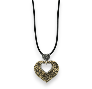 Fancy Double Heart Two-Tone Necklace