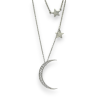 Silver two-strand fancy necklace with star and moon charms