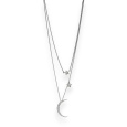 Silver two-strand fancy necklace with star and moon charms