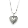 Silver plated fancy necklace with a heart shaped locket that opens