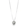 Silver plated fancy necklace with a heart shaped locket that opens