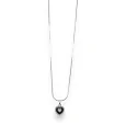 Collier fantaisie argenté coeur strass céramique noire