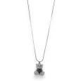 Collier fantaisie argenté nounours strass coeur gris