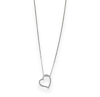 Silver fancy necklace with astrass lace heart
