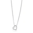 Collier fantaisie argenté coeur strass ajouré