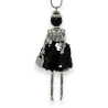 Silver Fancy Necklace Long Doll Dress Black