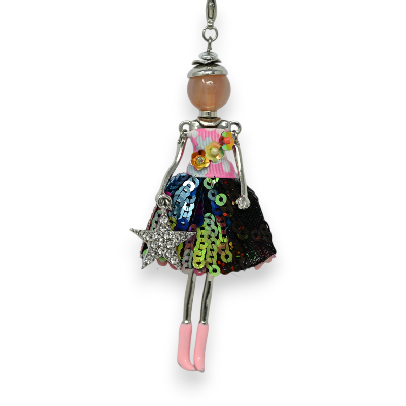 Collier fantaisie lungo stile bambola multicolore