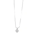 Collier fantaisie argenté coeur strass céramique blanche