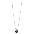 Collier fantaisie argenté coeur relief pierre noire LOVE