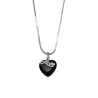 Silbernes Fantasie-Halsband mit erhabenem Herzen aus schwarzem Stein LOVE