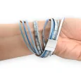 Doppelarmband Himmelblau und Perlen