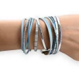 Doppelarmband Himmelblau und Perlen