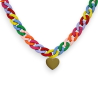 Collana di fantasia catena di plastica multicolore cuore dorato