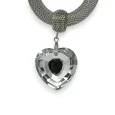 Collier fantaisie argenté gros coeur facette brillante