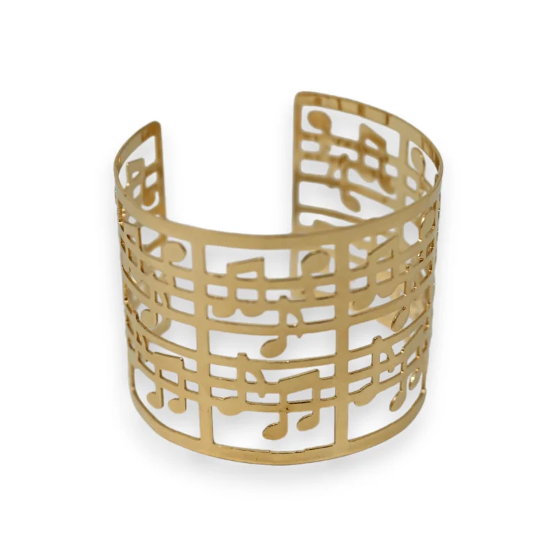 Gold cuff bracelet music notes
