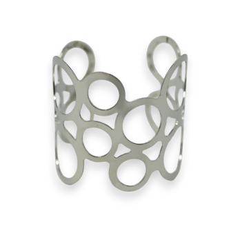 Silver cuff bracelet with round pattern