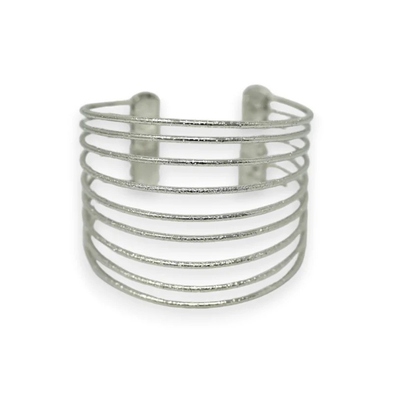 Silver cuff bracelet with fine openwork strips