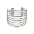 Silver cuff bracelet with fine openwork strips