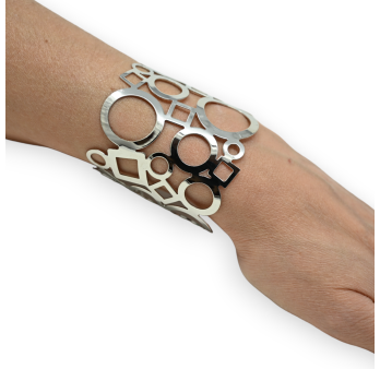 Silver geometric cuff bracelet