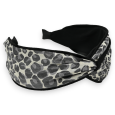 Wide grey black leopard headband