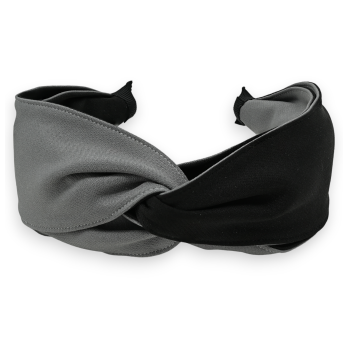 Wide bicolor grey and black headband