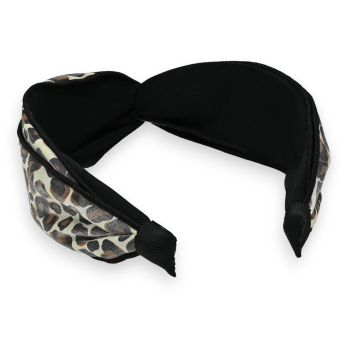 Wide leopard headband in brown and black
