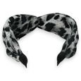 Breites Leoparden Stirnband in Grau und Schwarz