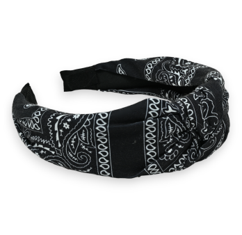 Large printed black bandana headband